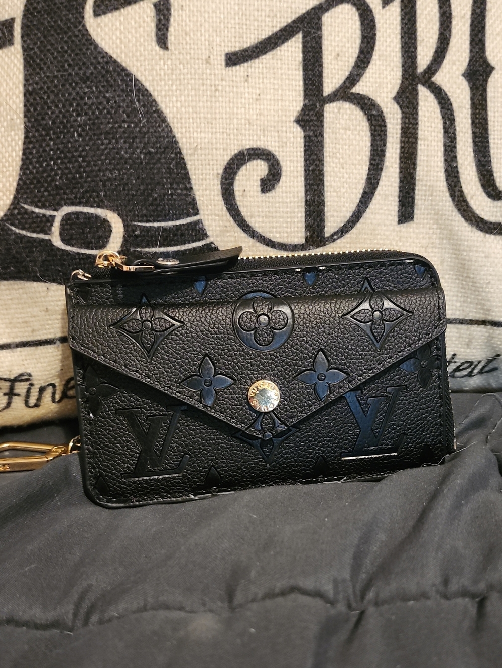 Louis Vuitton Black Monogram Envelope Card Holder Wallet Small